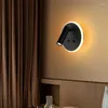 벽 램프 10W LED Sconce Reading Light Fixture Ambient Circle 램프 회전식 침대 옆 스포트라이트 Dualswitch White/Black Shell Bedroom