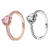 Womens verhoogde hart ring echt sterling zilver met originele doos voor Pandora Rose Gold Love Hearts CZ diamanten verlovingsringen vriendin cadeau sieraden