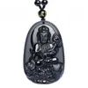 Naszyjniki wisiorek naturalny czarny obsydian rzeźbiony Buddha szczęśliwy amulet naszyjnik dla kobiet mężczyzn biżuteria energia kamień uzdrawianie reiki dar