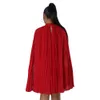 Kvinnor Casual Dresses Elegant Cloak Long Sleeve Loose Dress Cape Slim Fit Ruched Party Work Mini Dress