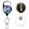 10 Pcs/Lot Fashion Key Rings Office Supplier Custom Retro Compass Map Plastic Retractable ID Holder Durable Badge Reel With Keychain