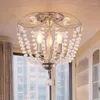 Taklampor Antik rustik 3-balb sovrum kristalllampa restaurang yta E14 LED-ljus fixtur modern fransk armatur