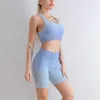 Kadınların Tracksits Kadın Yoga Seti Kolsuz Top Spor Sütyen Sakinsiz 2 Parça Camisole Seksi Sırtsız Spor Salonu Şort Fitness Giyim Egzersiz Takımları