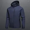 Men's Jackets 2022 Autumn Men Outdoor Hiking Waterproof Hooded Windbreaker Coat Casual Jacket Tactics Black 8XL