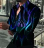 メンズカジュアルシャツの豪華な男性用シャツの星空星のスカイプリント長袖トップメンズ服クラブプロムカーディガンブラウススタイリッシュ