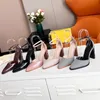 Sandales pour femmes chaussures habillées designer mode sexy bouton imprimé tissu en cuir verni chaussure à talon haut F creux couverture talon Rome sandale avec boîte