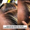 Perucas de cabelo humano loiras transparentes, cheias de renda, coloridas, ombre, destaque, perucas sintéticas frontais para mulheres negras, linha fina natural pré-depilada