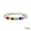 Perlenstränge Elefanten-Charme-Armbänder 7 Chakra-Naturstein-Perlenarmband Ätherisches Öl Diffusor Yoga Drop Lieferung Schmuck Otwrg