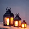 Candle Holders Retro Holder Wrought Iron Windproof Lamp Decoration Plant Pot Container El Bar Window Ornaments Wedding Lantern