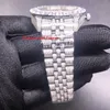 남성용 갈래 세트 다이아몬드 시계 실버 아이스 다이아몬드 케이스 316L 스테인리스 스틸 스트랩 손목 시계 자동 기계식 시계