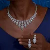 Halsband örhängen set asnora lyx transparent kubik zirkonia brud 2 st smycken för kvinnor bröllopsfest Dubai x0226