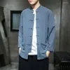 Men's Jackets Chinese Style Tang Suit Men's Tai Chi Clothes Jacket Retro Long-sleeve Loose Casual Large Size Coat Top Solid Color