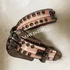 Punk Skull BB Rhinestone Simon Belts Luksusowa marka czarny skórzany pasek zachodni kowboj Crystal Studded Diamond Bling Belt Women247r