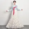 Abbigliamento da palcoscenico Abito di garza Hanbok di fascia alta per donne adulte Primavera estate e autunno Spettacolo di danza etnica coreana tradizionale di corte