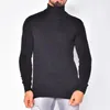 Suéteres masculinos Men manga longa Pullover sólido de malha de inverno masculino Casual Rib Jumper Streetwear Autumn Fashion Turtleneck Sweater Basic Basic