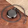 Pocket Watches Vintage Black Automatic Mechanical Watch Men Mirror Case Skeleton Digital Dial Classic Clock Women FOB Chain Reloj Hombre