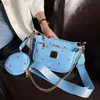 New Printing Zipper Three-Piece Set Mahjong Bag Zippers Small Stand Letter Bags Shoulder