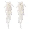 Koreańska moda długa imitacja Pearl Dangle Kolczyki dla kobiet ślub ślubnych koralików boków kwiat