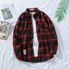 Casual shirts voor heren Harajuku Plaid Shirt Men Katoen mannelijke jas met lange mouwen unisex blouses tops extra grote retro lange mouwen