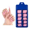 Falska naglar 100st Candy Color Nail Full Cover Press på lång ballerina akrylmattkonsttips Vit rosa röd falsk manikyr