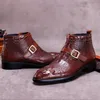 Crocodile Bury Leather Black Mens Boots Winter High Top Booties Британские туфли Большой размер 38-46 165
