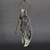 Eagle Head Stainless Steel Folding Knife Keychain Outdoor Tool Key Knife Pendant DIY Necklace