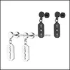 Body Arts Dangle Blade Barbell Earrings 316L Stainless Steel Punk Hip Hop Piercing Dumbbell Ear Hoops Drop Delivery Health Beauty Ta Dhrvs