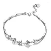 Strand Charm Stile unico Colore argento AMORE Fiore Bracciale a catena Bangle 16CM-21CM Pulseras Gioielli Donna Feminina