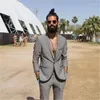 Erkekler Kış Kış Varış Gri Notch Lapel Tek Düğme Erkek Takım 2 Parça Sıradan Şık Blazer Özel Sokak Giyim Trajes de Novio