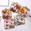 Hårtillbehör 5st Baby Girls Bow pannband Vinatge Floral Nylon Cotton Bands Toddler Elastic Spets Headwrap för barn