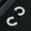 Hoop Earrings AOTEMAN 2022 Fashion Classic Women Open Personality Simple Circle Pearls For Female Jewelry