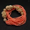 Choker Y.YING 8 Strands Orange Coral Gold Plated Rose Desert Rough Raw Asymmetric Necklace 23"