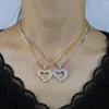 Choker 2022 Fashion Bling Design Lover Girlfriend Valentines Gift Jewelry Micro Pave Sparking Cz Hollow Heart Necklace With Box Chain