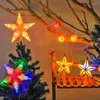 クリスマスの装飾が導かれた木のトップスターライトバッテリー駆動の輝く5点クリスマス飾りホームイヤーパーティーの装飾