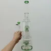 Bongs géants en verre vert avec recycleur d'eau, avec percolateurs de méduses, plates-formes à huile à base ronde pour fumer