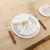 Table Napkin Restaurant Cloth Napkins For Sale White Square Polyester Cotton Wholesale Handmade Washable Dinner Party 6PCS