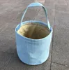 Bunny Basket Rabbit Treat Gift Puches Bag Bomulls Easter Morot Baskets Chocolate Gand Godis Egg Lagring Tygv￤skor Stripe Design Hunting Handv￤ska