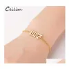 Link Chain Minimalism Number Bracelet For Men Women Hand Jewelry Personalized Special Dates Birth Year Bracelets Old English Brithd Otpwc