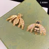 Luxurious Bee Letter Pendant Earrings Diamond Charm Studs Women Rhinestone Eardrops Steel Seal Dangler With Gift Box