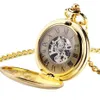 Half Hunter luksus Wykwintny Złote Royal Shield Design Pocket Watch Automatyczne mechaniczne obserwowanie Mężczyzn Mężczyzn Pendant Prezent234J6942210