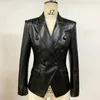 Kvinnors kostymer h￶gkvalitativa produkter Europa och USA 2022 Autumn Winter Leather Jacket Fashionabla Ladies Blazer