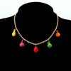 Chains JJFOUCS Fashion Cute Cherry Pineapple Peach 20 Kinds Fruits Necklace Crystal Tennis Chain Charm Boho Party Jewelry Gift