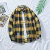 Casual shirts voor heren Harajuku Plaid Shirt Men Katoen mannelijke jas met lange mouwen unisex blouses tops extra grote retro lange mouwen