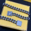 Womens Designer Fashion Necklace Bracelet Luxury Silver Metal Pendant Letters F Unisex Chain Bracelets Mens Jewelrys Set 2212142QS