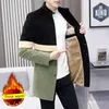 Herenwol blends winter contrast stikselkraag lang dik warm jasje slanke wollen blazer mannen trench jas