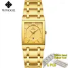 Armbandsur kvinnor klockor 2022 Top Golden Square Diamond Watch Female Elegant Waterproof Rostless Steel Ladies 2023