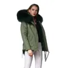 Kvinnors p￤ls snygga kvinnor m￶rkgr￶n parka med faux tjocka varma damer kort jacka h￶sten casual p￤ls