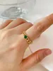 Cluster Rings Peri'sbox Minimalist Gold Plated Cuban Link Chain Ring med Sparkly CZ Women rostfritt stål Bezel Set Zircon Stacking