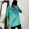 Magliette da uomo Streetwear Tie Dye Tees Hip Hop Graffiti Stampa magliette a maniche corte Mens Harajuku Pantaloni a vita bassa Casual Top Moda