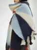 Шарфы геометрический градиент мохер женщины толстые кашемирные шарфы зимний теплый шаль, обертывание одеяло длинные килочные палочки.